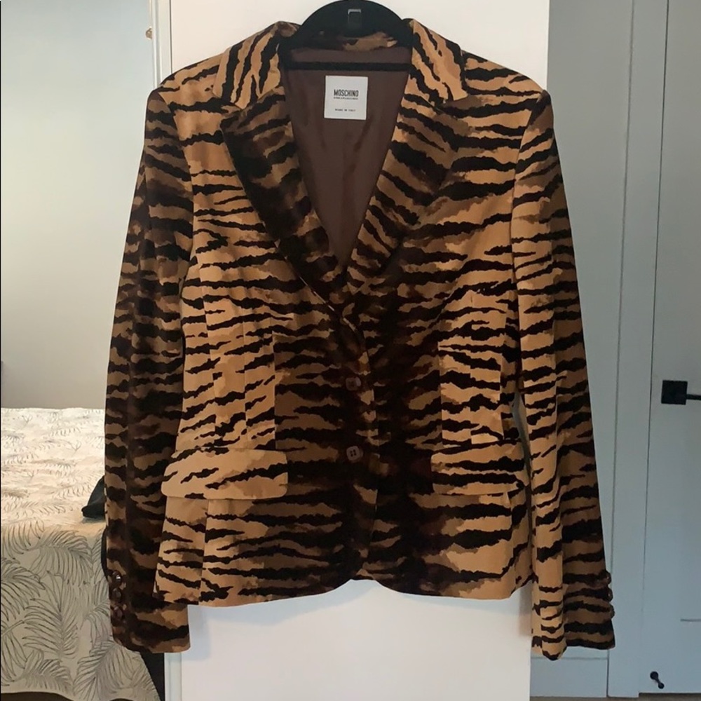 Moschino Cheap and Chic Tiger print Velvet Blazer